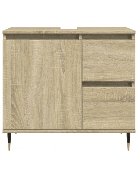 Set Mobili da Bagno 3 pz Rovere Sonoma in Legno Multistrato