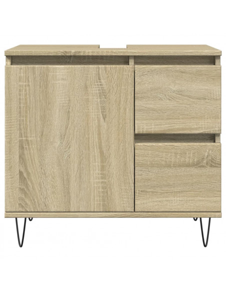 Set Mobili da Bagno 3 pz Rovere Sonoma in Legno Multistrato