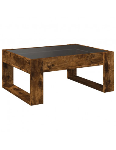 Tavolino da Salotto con LED Infinity Rovere Fumo 70x53x30 cm