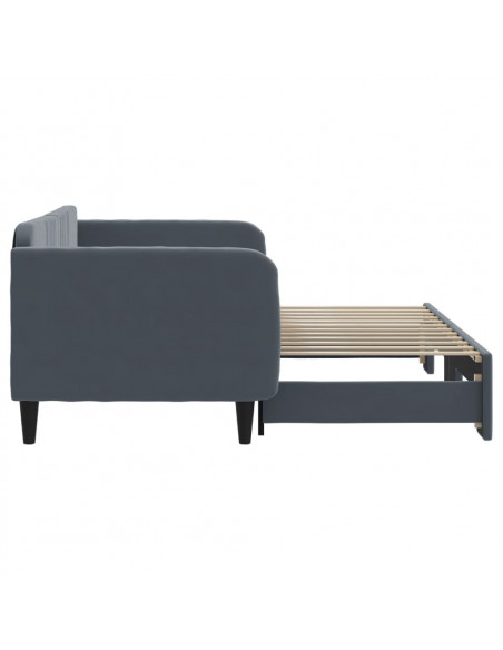 Divano Letto con Letto Estraibile Grigio Scuro 90x200cm Velluto