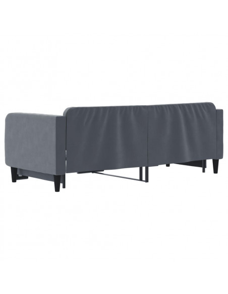 Divano Letto con Letto Estraibile Grigio Scuro 90x200cm Velluto