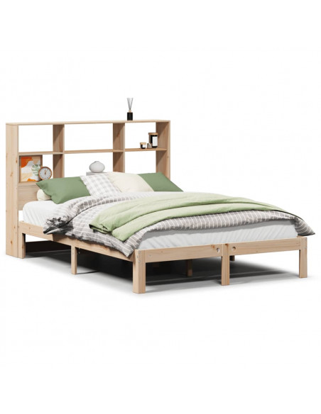 Letto Libreria senza Materasso 140x190 cm in Legno di Pino