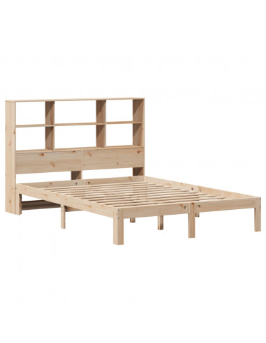 Letto Libreria senza Materasso 140x190 cm in Legno di Pino