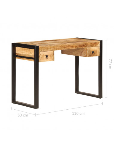 Scrivania con 2 Cassetti 110x50x77 cm Legno Massello di Mango
