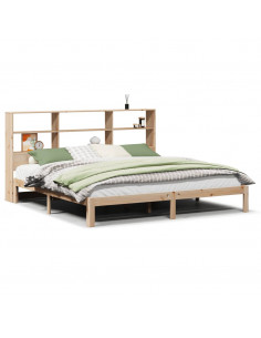 Letto Libreria senza Materasso 180x200 cm in Legno di Pino 2