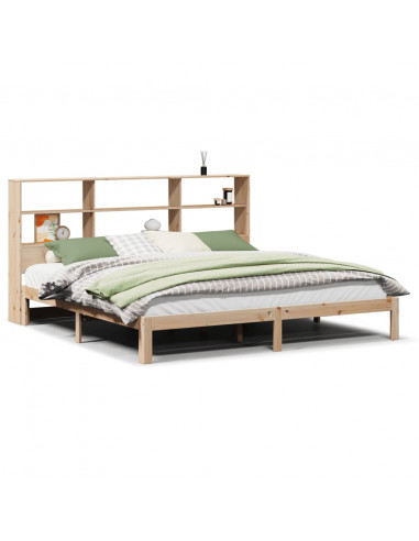 Letto Libreria senza Materasso 180x200 cm in Legno di Pino