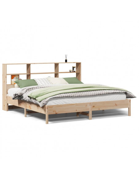 Letto Libreria senza Materasso 200x200 cm in Legno di Pino