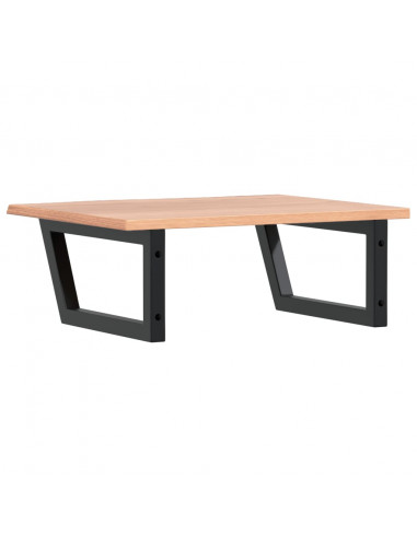 Ripiano a Parete per Lavabo in Acciaio e Massello di Rovere