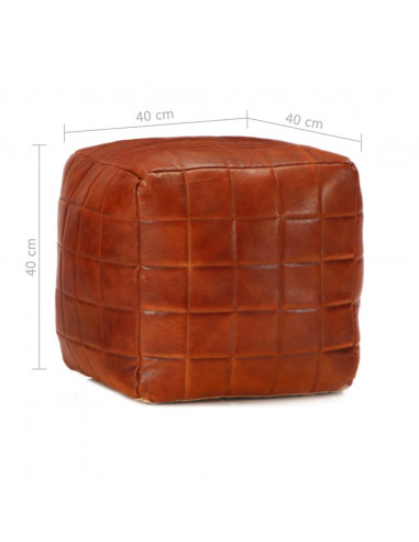 Pouf Tanno 40x40x40 cm in Vera Pelle di Capra