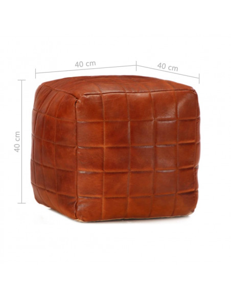Pouf Tanno 40x40x40 cm in Vera Pelle di Capra