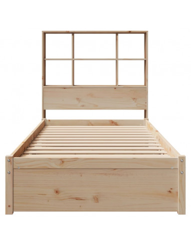 Letto Libreria senza Materasso 90x190 cm Legno Massello Pino
