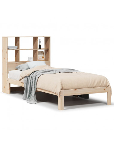 Letto Libreria senza Materasso 90x200 cm Legno Massello Pino