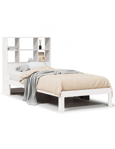 Letto Libreria senza Materasso Bianca 90x200 cm Legno di Pino