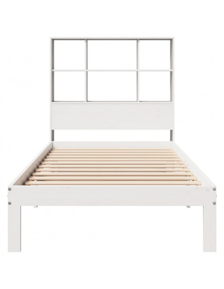 Letto Libreria senza Materasso Bianca 90x200 cm Legno di Pino
