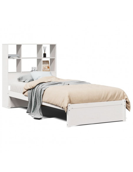 Letto Libreria senza Materasso Bianca 90x200 cm Legno di Pino