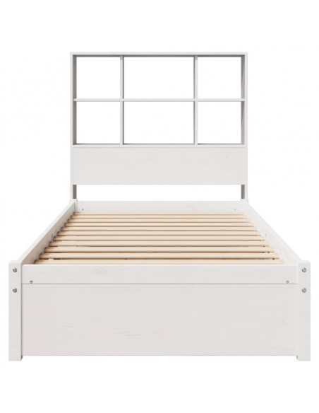 Letto Libreria senza Materasso Bianca 90x200 cm Legno di Pino