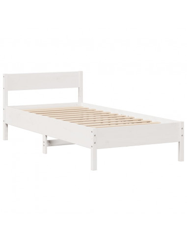 Letto Libreria senza Materasso Bianco 100x200 cm Legno di Pino