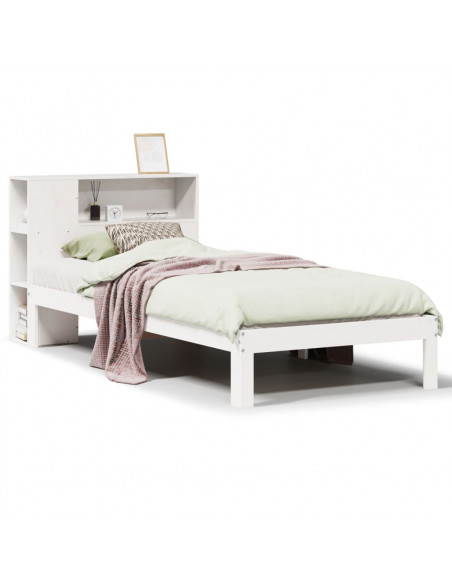Letto Libreria senza Materasso Bianco 100x200 cm Legno di Pino