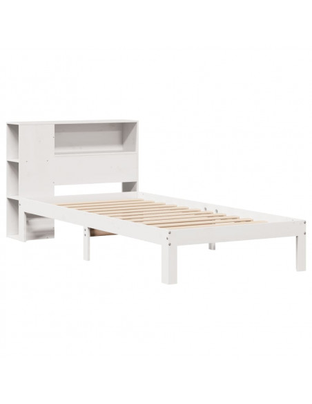 Letto Libreria senza Materasso Bianco 100x200 cm Legno di Pino