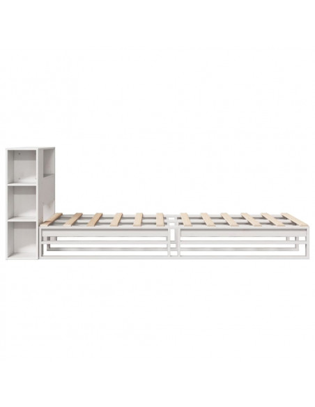 Letto Libreria senza Materasso Bianco 100x200 cm Legno Massello