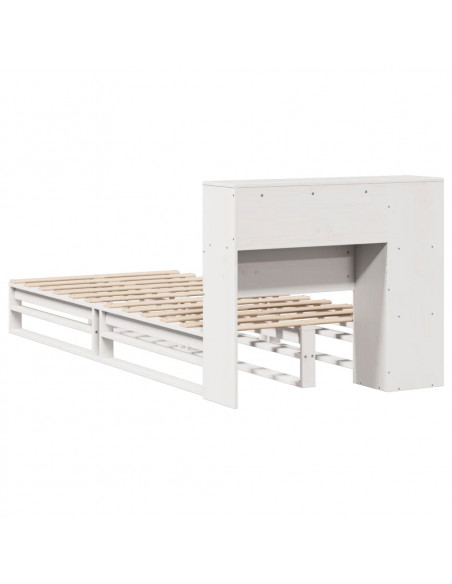 Letto Libreria senza Materasso Bianco 100x200 cm Legno Massello