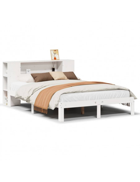 Letto Libreria senza Materasso Bianco 120x190 cm Legno di Pino