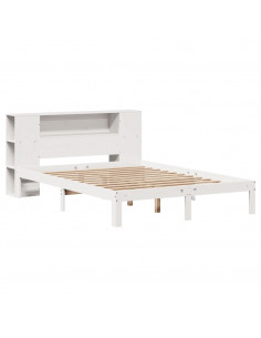 Letto Libreria senza Materasso Bianco 120x190 cm Legno di Pino 2