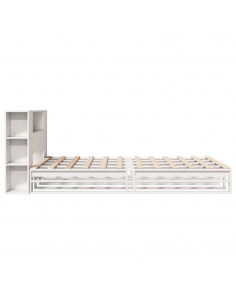 Letto Libreria senza Materasso Bianco 120x190 cm Legno Massello 2