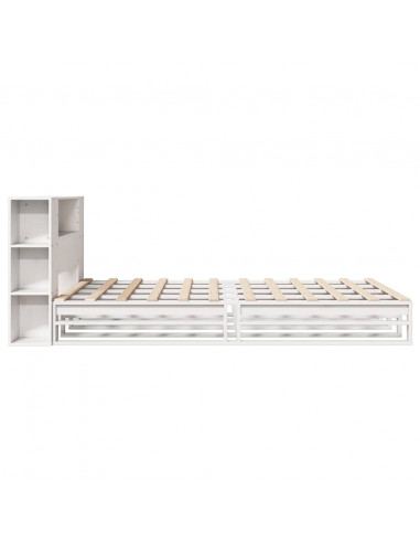Letto Libreria senza Materasso Bianco 120x190 cm Legno Massello