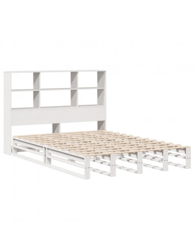 Letto Libreria senza Materasso Bianco 120x190 cm Legno Massello