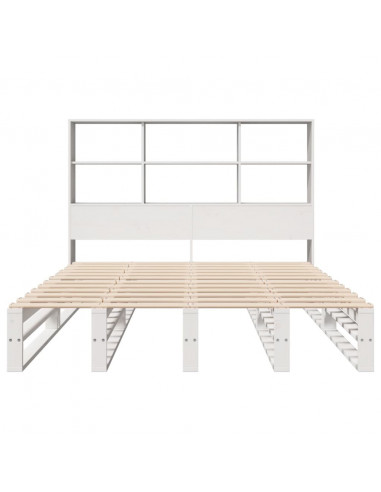 Letto Libreria senza Materasso Bianco 120x190 cm Legno Massello
