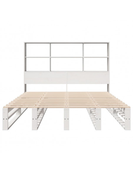 Letto Libreria senza Materasso Bianco 120x190 cm Legno Massello