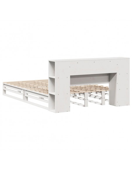 Letto Libreria senza Materasso Bianco 120x200 cm Legno Massello