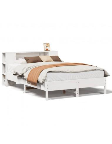 Letto Libreria senza Materasso Bianco 135x190 cm Legno di Pino
