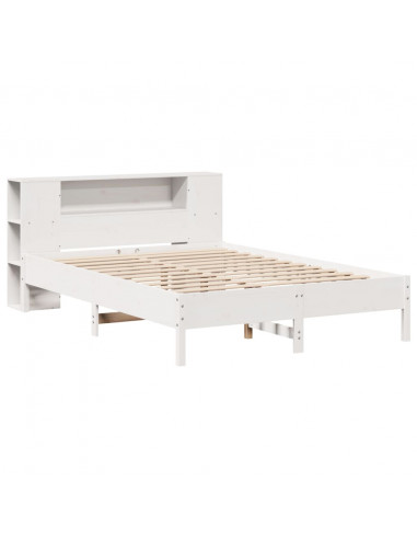 Letto Libreria senza Materasso Bianco 135x190 cm Legno di Pino