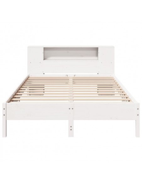 Letto Libreria senza Materasso Bianco 135x190 cm Legno di Pino