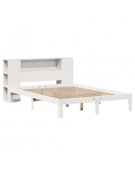Letto Libreria senza Materasso Bianco 135x190 cm Legno di Pino