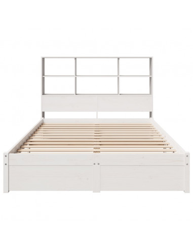 Letto Libreria senza Materasso Bianco 140x190 cm Legno di Pino