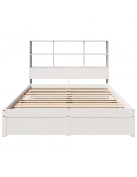 Letto Libreria senza Materasso Bianco 140x190 cm Legno di Pino
