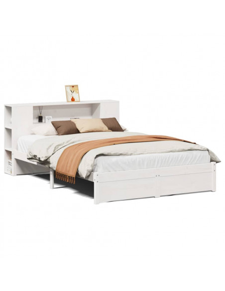 Letto Libreria senza Materasso Bianco 140x190 cm Legno di Pino