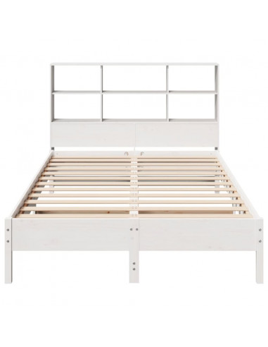 Letto Libreria senza Materasso Bianco 140x190 cm Legno di Pino