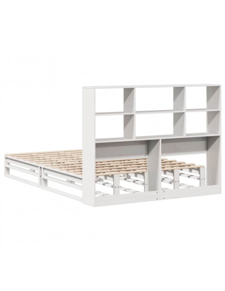 Letto Libreria senza Materasso Bianco 140x190 cm Legno Massello