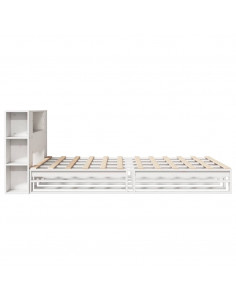 Letto Libreria senza Materasso Bianco 140x190 cm Legno Massello 2