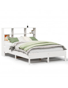 Letto Libreria senza Materasso Bianco 140x200 cm Legno di Pino 2