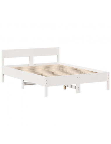 Letto Libreria senza Materasso Bianco 140x200 cm Legno di Pino