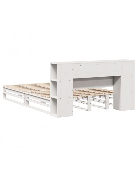 Letto Libreria senza Materasso Bianco 140x200 cm Legno Massello