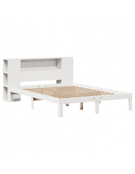 Letto Libreria senza Materasso Bianco 150x200 cm Legno di Pino