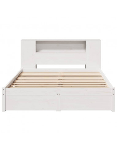 Letto Libreria senza Materasso Bianco 160x200 cm Legno di Pino