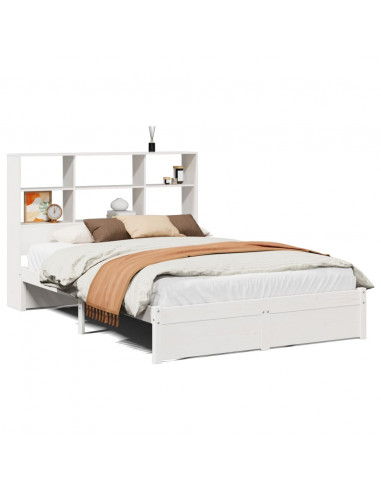 Letto Libreria senza Materasso Bianco 160x200 cm Legno di Pino