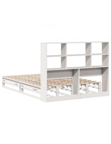 Letto Libreria senza Materasso Bianco 160x200 cm Legno Massello